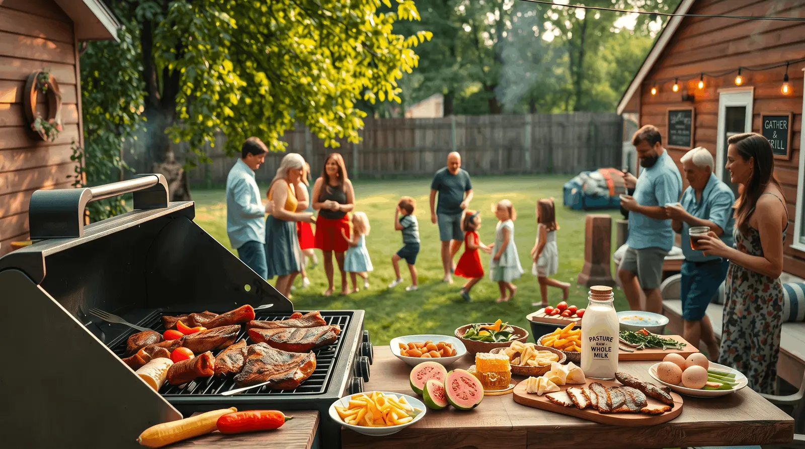 Woman pausing to catch her breath at a backyard summer gathering